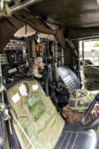 Military Transport Truck Combat Ready - Interior View photo