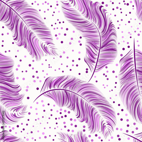 Seamless pattern, infinite texture. light feather background. Abstract composition. Eps10 vector illustration. Elements under the mask are intact
