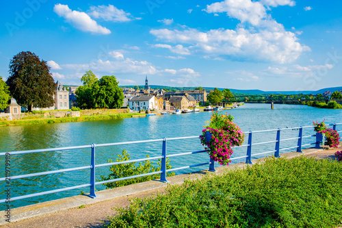The river Meuse in Vireux-Wallerand, French Ardenne, Region Grand Est, Champagne-Ardenne, France photo