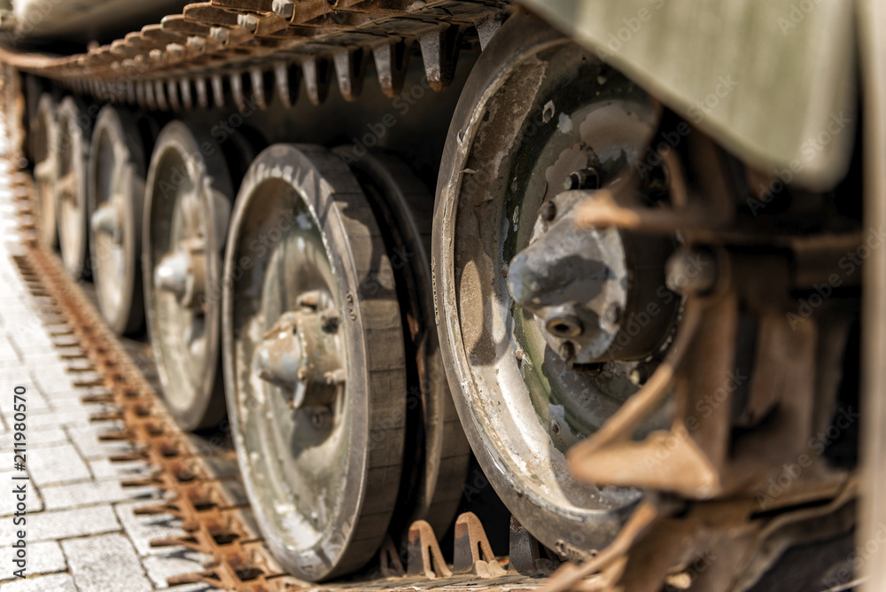 Fototapeta premium Tank Tracks Close Up