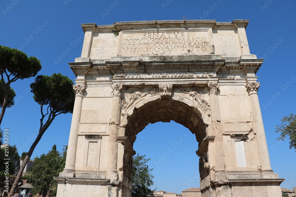 Arch of Titus in Forum Romanum in Rome, Italy