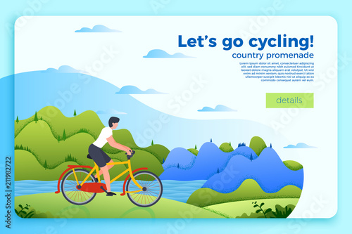 Vector bicycle ride banner  with man on a bike