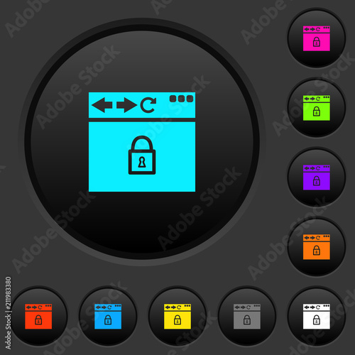 Browser secure dark push buttons with color icons