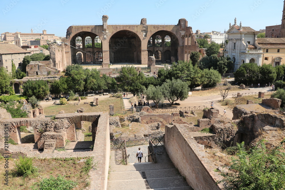 Way to Maxentius Basilica in Forum Romanum in Rome Italy