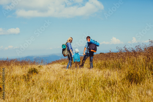 Family hiking travel