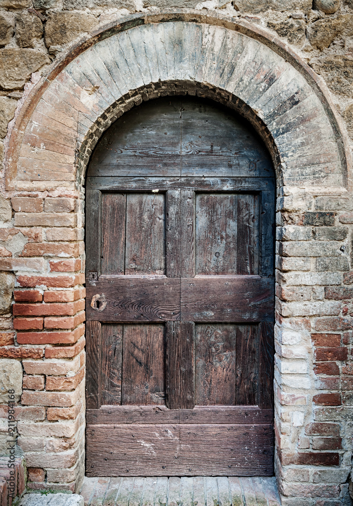vintage door of small village