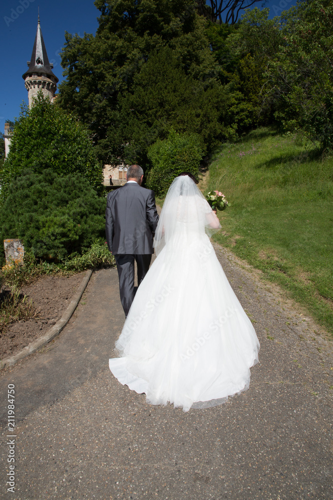 back view of wedding couple bride and groom back view of wedding couple bride and groom