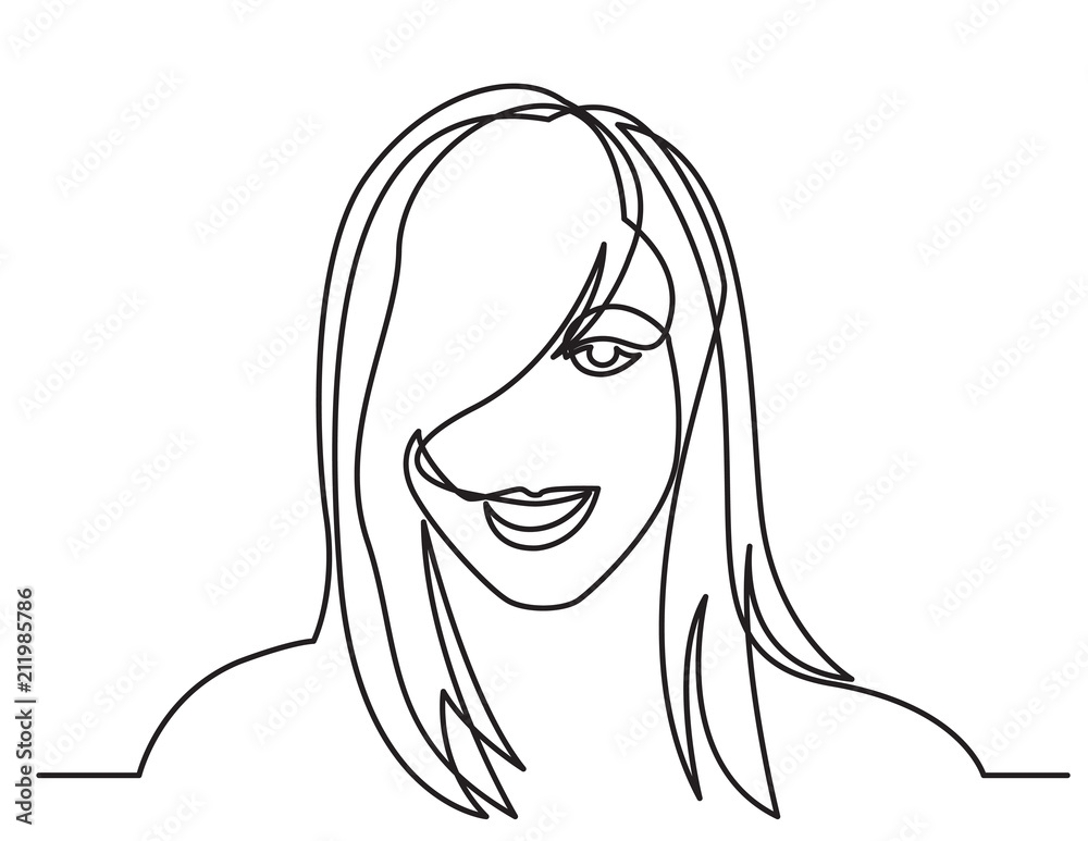 continuous line drawing of healthy beautiful young woman on white background continuous line drawing of healthy beautiful young woman on white background