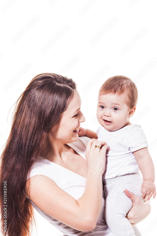 Portrait of young mother and baby Portrait of young mother and baby