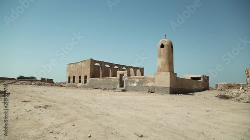 Ruins of abandoned village Al-Jumail, north Qatar, Persian Gulf, Arabian Peninsula, Middle East photo