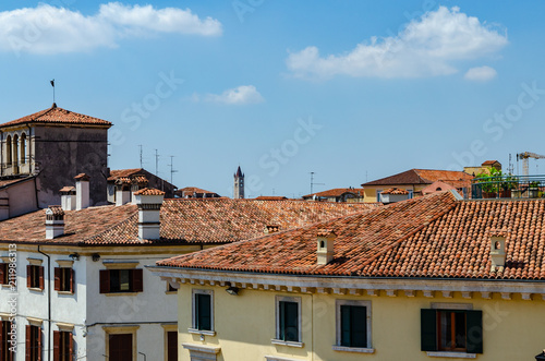 Rooftops with red tiles seen from the Arena in Verona