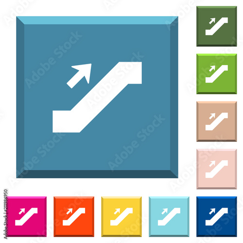 Escalator up sign white icons on edged square buttons