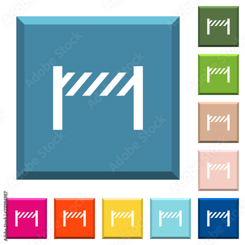 Road closure fence white icons on edged square buttons