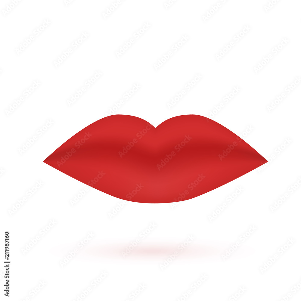 Red lips isolated on white background. Sexy lip icon. Glamour fashion vector illustration. For cosmetic products, beauty salons, bloggers and makeup artists. Red lips isolated on white background. Sexy lip icon. Glamour fashion vector illustration. For cosmetic products, beauty salons, bloggers and makeup artists.