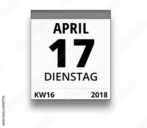 Kalender für Dienstag, 17. APRIL 2018 (Woche 16)