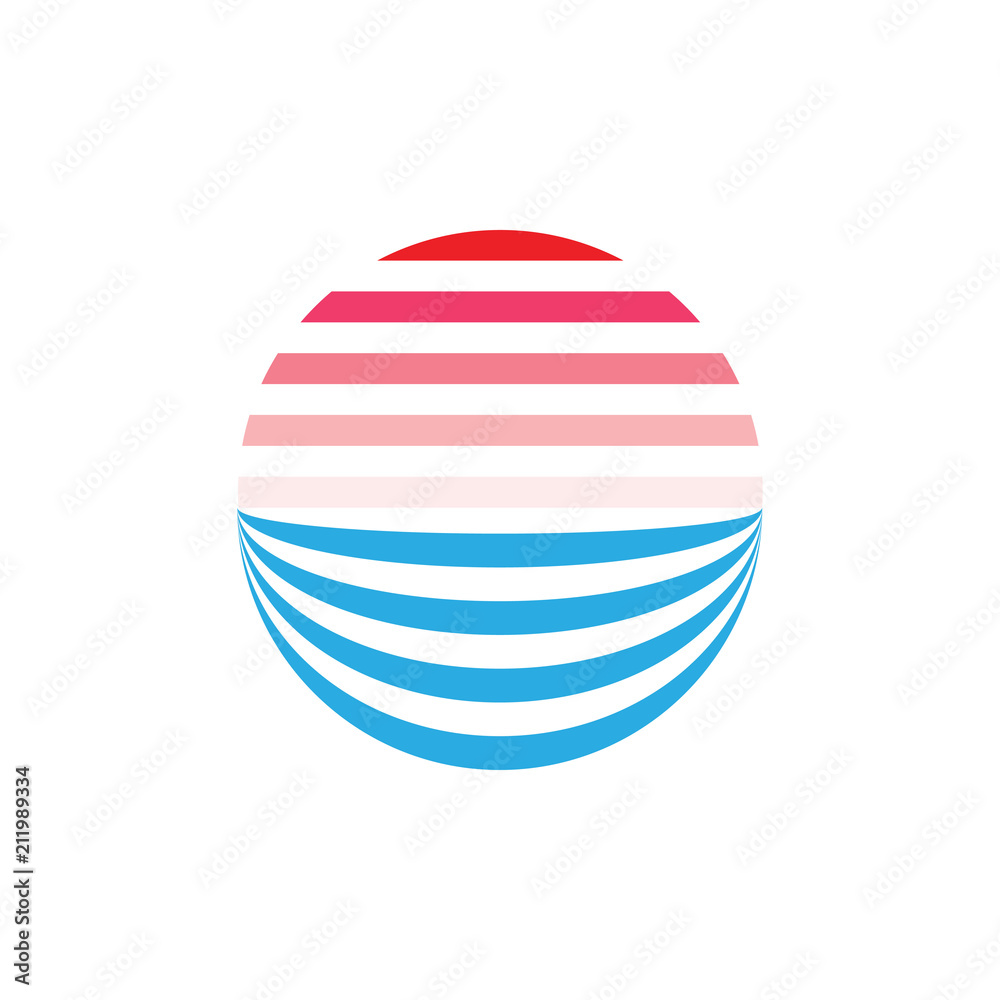 Sun and Sea logo design line art