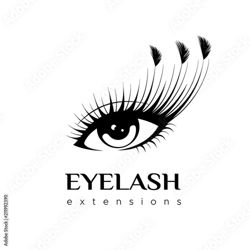 Eyelash extension logo. Makeup with feathers. Vector illustration in a modern style