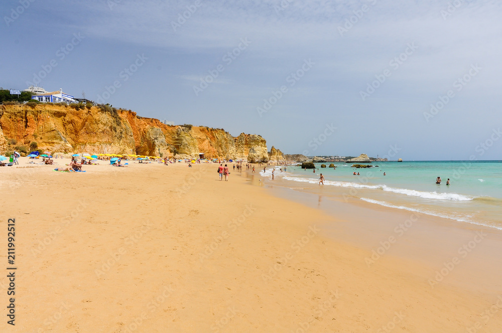 Tres Castelos Beach in Portimao, Algarve, Portugal Tres Castelos Beach in Portimao, Algarve, Portugal