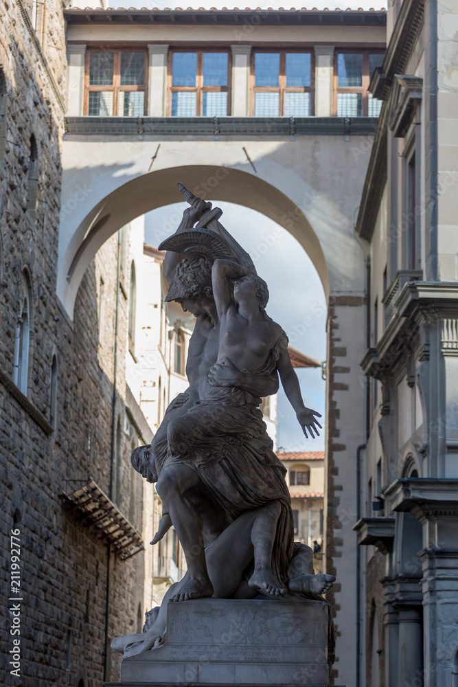 Arch and sculpture in the streets of Florence