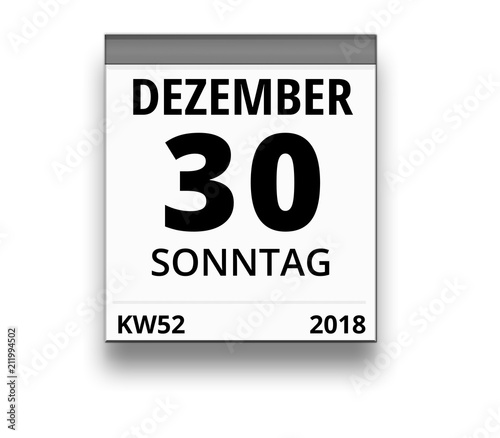 Kalender für Sonntag, 30. DEZEMBER 2018 (Woche 52)