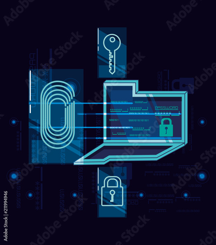 data security fingerprint technology vector illustration design