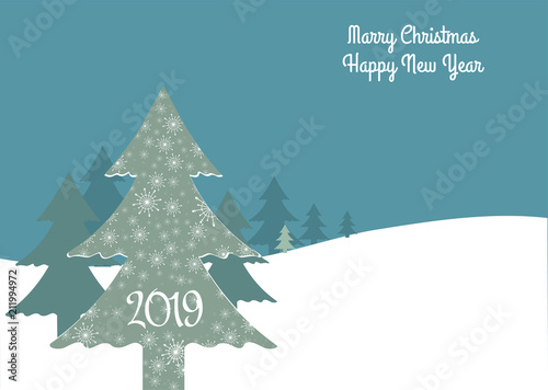 Christmass tree vector. New year 2019.