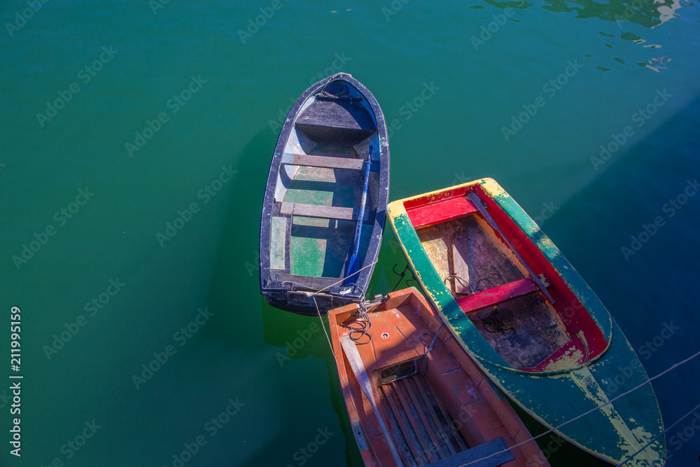 small fishing boats in the sea