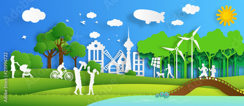 Nature cityscape background and eco friendly concept.