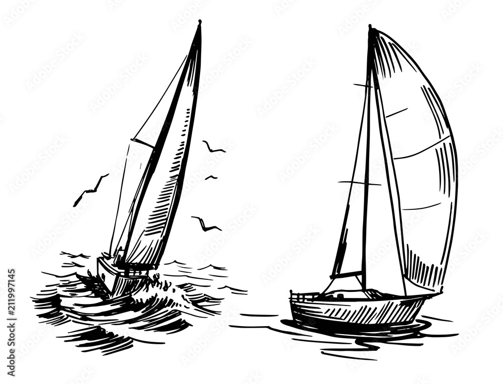 Yacht on the water - obrazy, fototapety, plakaty 