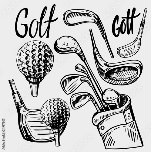 Set of golf objects.