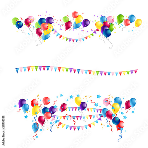 Ballons and flags set