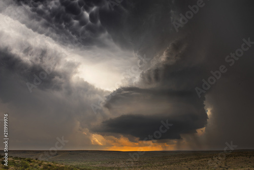 Time lapse of tornadic supercell over Tornado Alley at sunset photo