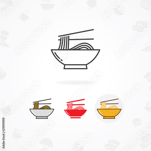 Noodles icon, Vector icon of Noodle in bowl
