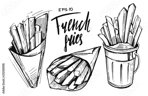 French fries sketch Fototapet