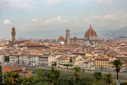 Florence seen from afar with cathedral towering over city