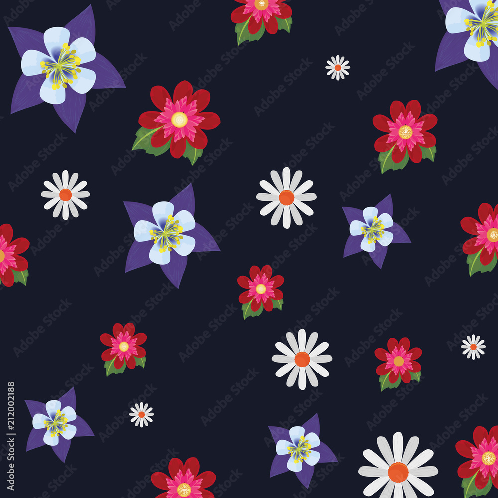 beautiful flowers pattern, colorful design. vector illustration