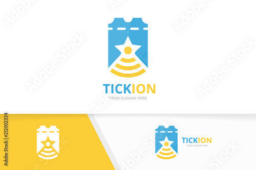 Vector ticket and wifi logo combination. Ducket and signal symbol or icon. Unique card and radio logotype design template.