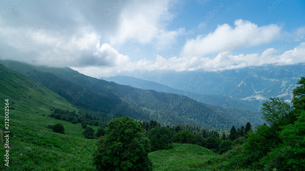 gorgeous panorama of the Caucasus mountains