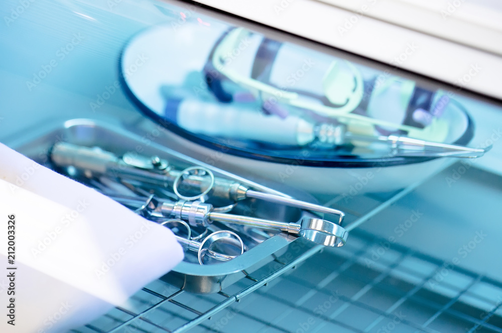 dental instruments in the sterilizer. dental instruments in the sterilizer.