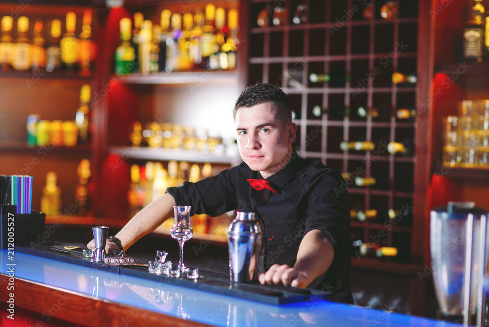 Portrait of a cute bartender. Portrait of a cute bartender.