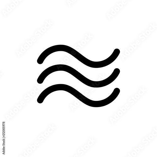 Wavy water. Black and white flat vector icon on isolated background, No. 2