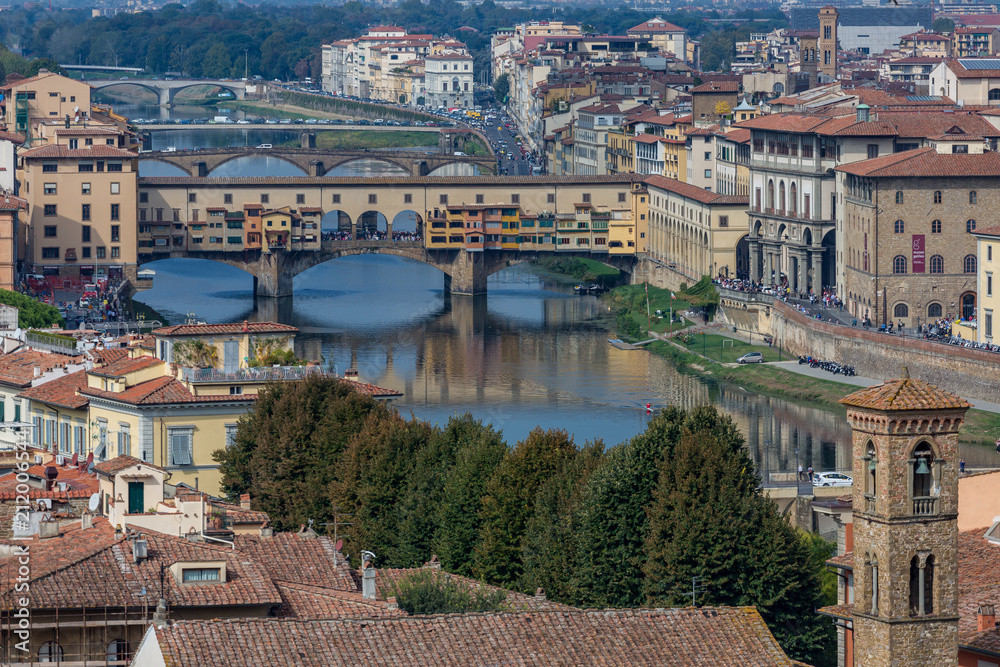 Cityscape of Florence with Vecchio bridge