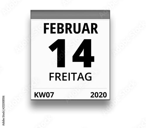 Kalender für Freitag, 14. FEBRUAR 2020 (Woche 07)