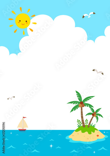 Tropical island in ocean.Summer vacation landscape