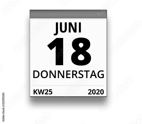 Kalender für Donnerstag, 18. JUNI 2020 (Woche 25)