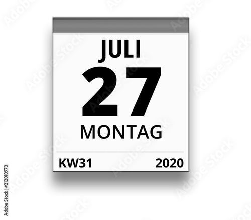 Kalender für Montag, 27. JULI 2020 (Woche 31)