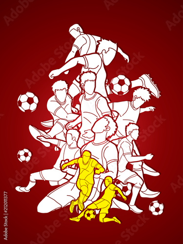 Soccer player team composition illustration graphic vector.