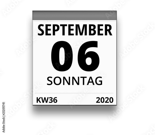 Kalender für Sonntag, 6. SEPTEMBER 2020 (Woche 36)