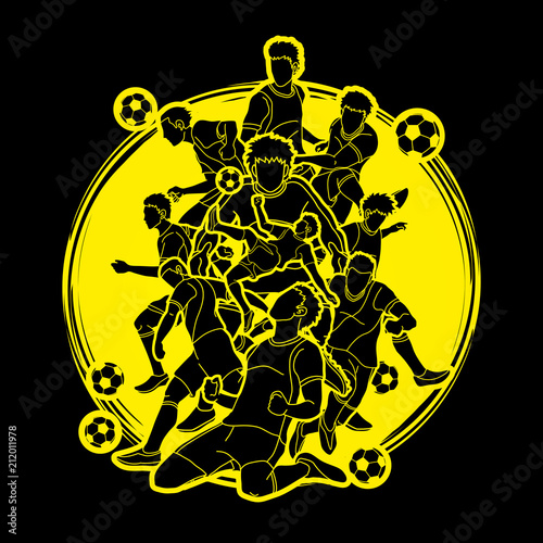 Soccer player team composition illustration graphic vector.