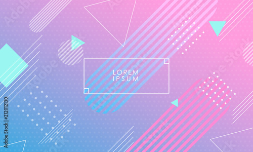 Colorful blue and pink geometric background with abstract figures 